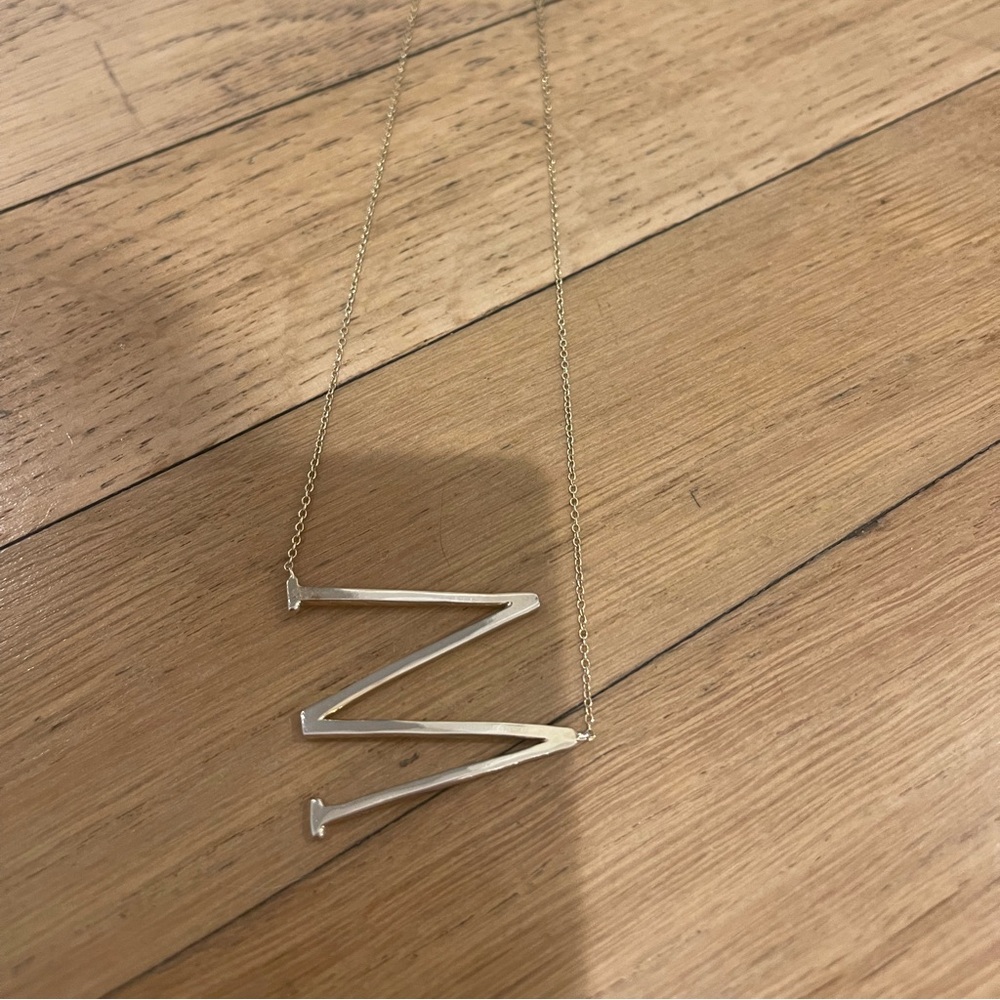 Gold Plated Sideways M Necklace